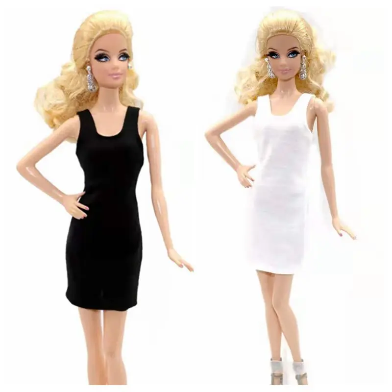 

Pure Black White Tank Dresses For Barbie Doll Clothes 11.5" BJD Dolls Accessory Outfits Party Gown Kids & Baby DIY Toy Girl Gift