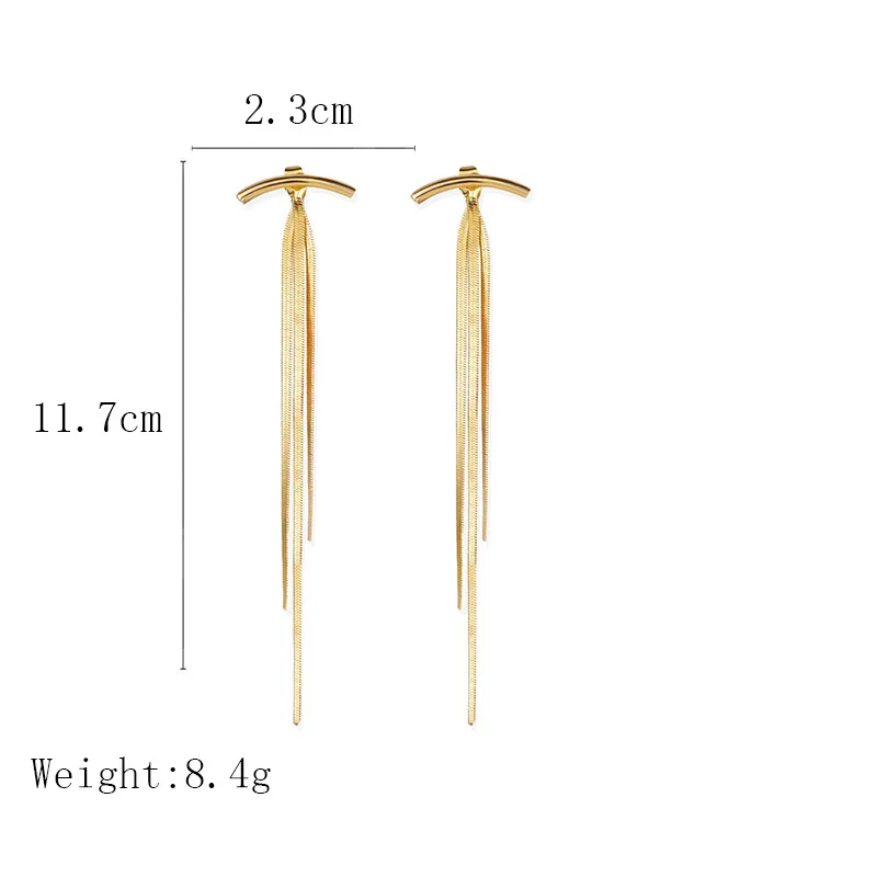 

Korean Long Tassel Drop Earrings for Women Trendy 2021 Fashion Geometric Dangle Earrings Jewelry Gifts Vintage Kolczyki Brincos