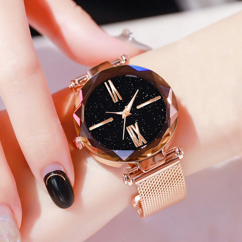 Новый бренд Нержавеющая сталь креативные кварцевые часы Для женщин звездное