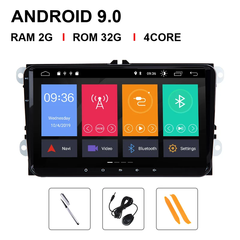 2 Din Android 9 Автомобильный мультимедийный gps навигатор для Amarok волксаген VW Passat B6 golf 56 Skoda Octavia 2 Superb 2 Seat Leon радио - Цвет: 4 Core 32 ROM