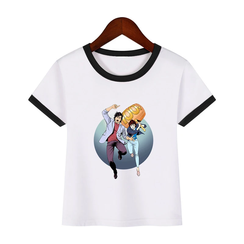 

2021 City Hunter Kaori Makimura Hideyuki Manga T-Shirt For Child Ryo Saeba Retrowave Harajuku Print T Shirt Kids Clothes Tops