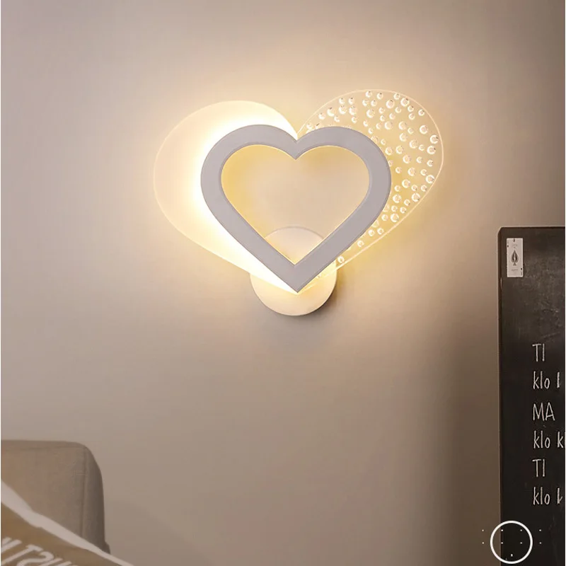 Белый акриловый настенный светильник с милым сердцем украшение для свадебной