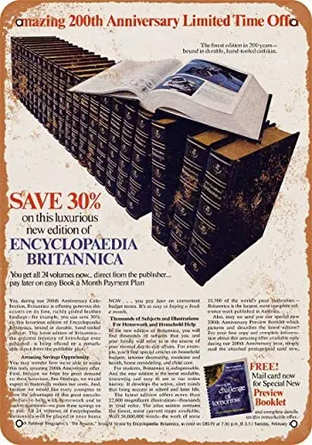 Металлический винтажный Забавный жестяной знак 12x16 дюймов 1968 энциклопедия