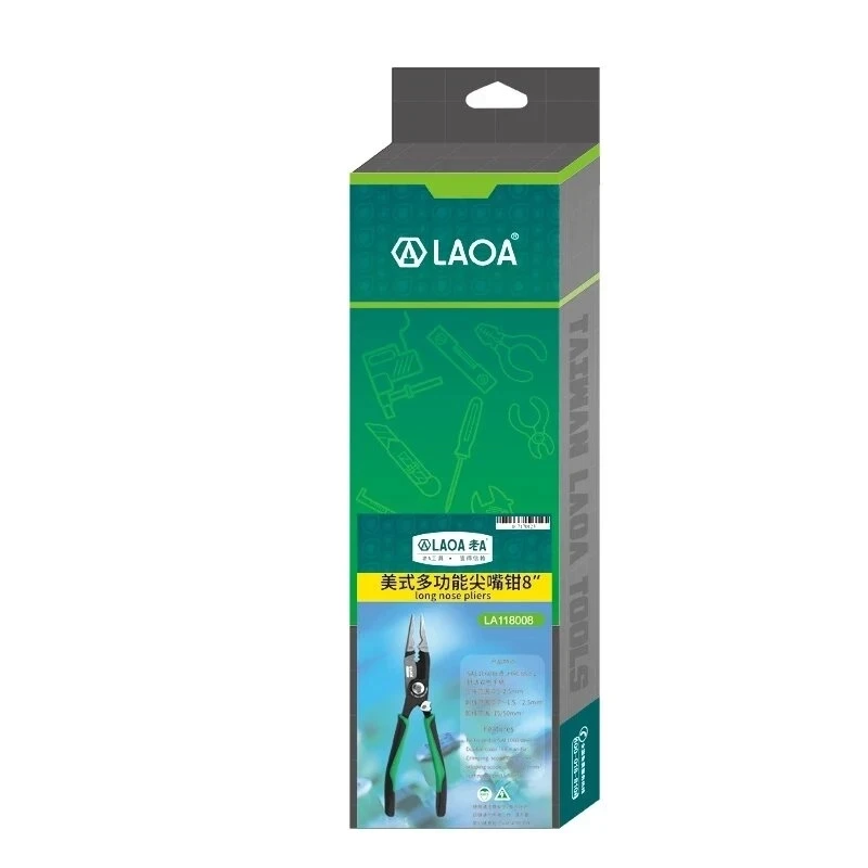 

LAOA 8inch Crimping Tools Needle-nose Pliers Multitool Nippers Cable Wire Stripper Aalicate Long Nose Pliers With Lock Function