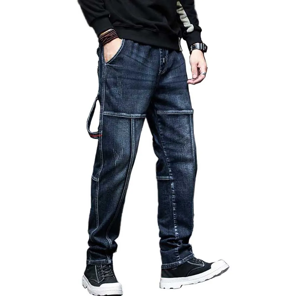 

Fashion Plus Size Harem Jeans Men Casual Denim Pants Loose Baggy Hiphop Trousers Streetwear Elastic Waist Cargo Pants Clothing