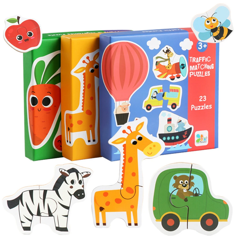

Cartoon Children Early Learning Educational Montessori Toys Assembling Board Game Wooden Kids Intelligence Jigsaw Puzzle Toys