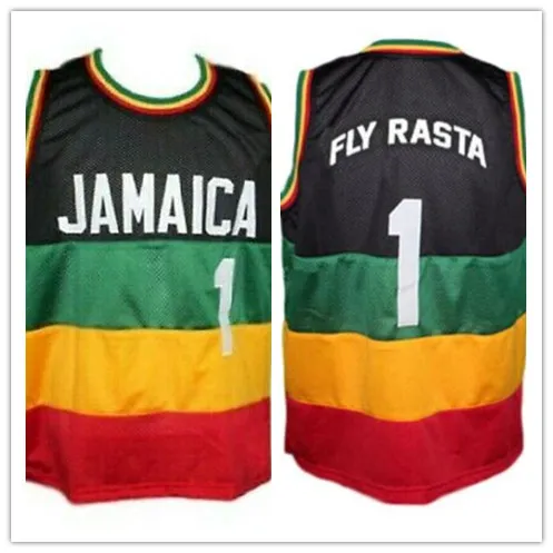 

Team Jamaica Fly Rasta #1 Retro Basketball Jersey Mens Stitched Custom Any Number Name jerseys