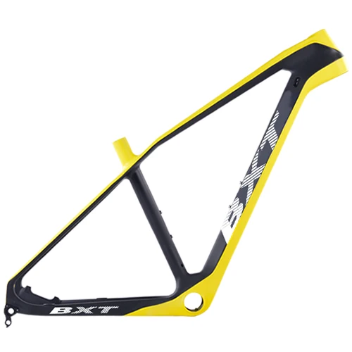 BXT half yellow BXT 27.5er Полный углеродного волокна горный велосипед рамы BSA/PF30 каретка комплект 142*12 мм велосипедный вынос руля рамы для MTB - Цвет: BXT half yellow