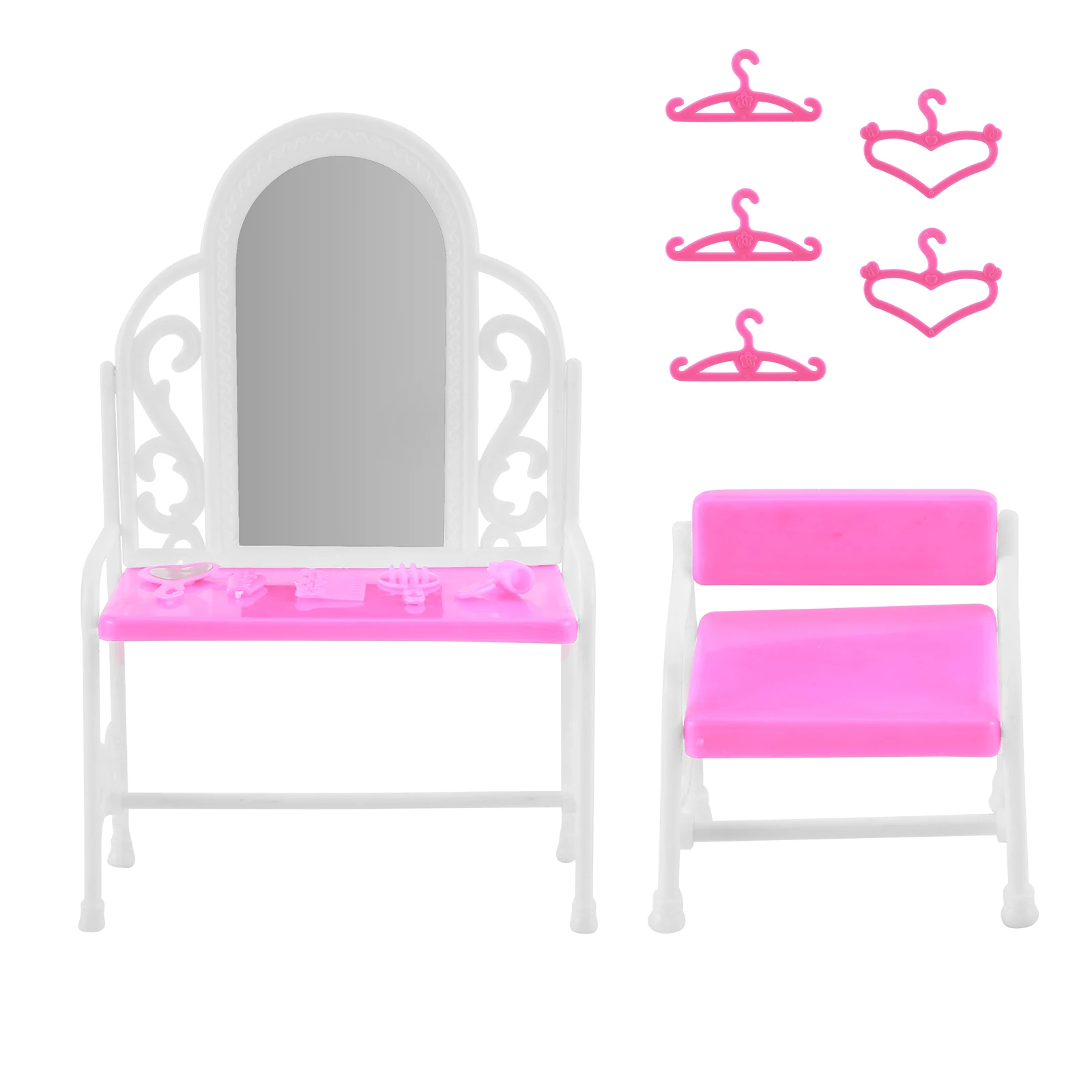 

Миниатюрные аксессуары для мебели принцессы, детский Подарочный комод, набор диванов, комплект для кровати, вешалки, зеркальный шкаф для ку...