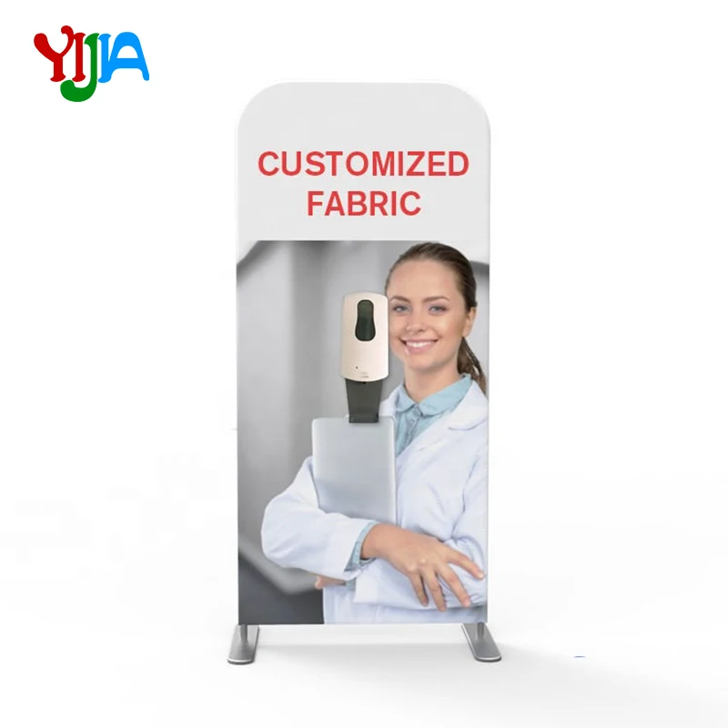 

Горячие 75*200 см индивидуальные двухсторонние печати прямой фон стенд с 1000 мл автоматический дозатор мыла для общественного места