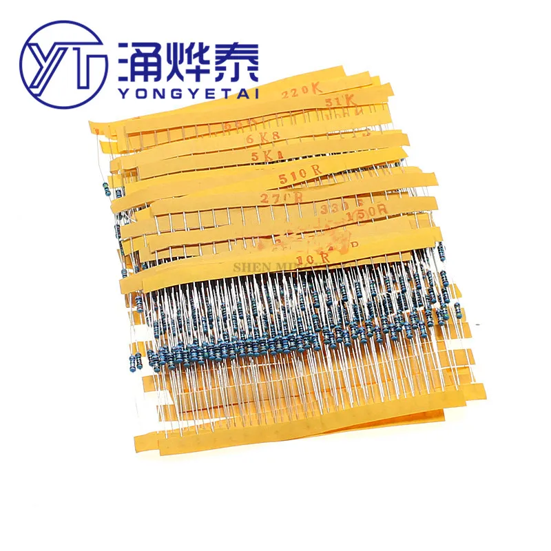 

YYT 1/4W five-color ring resistance 1% precision metal film resistance package 30 kinds of common resistance