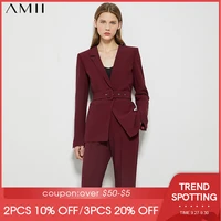 amii minimalism autumn olstyle suit female fashion solid lapel blazer women high waist straight ankel length pants 12080057