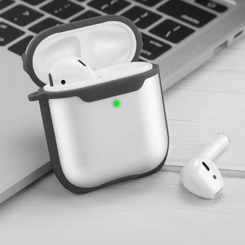 Grey Прозрачный матовый чехол для AirPods, прозрачный чехол для Apple Airpods, 2 чехла, коробка для наушников, аксессуары, сумка, беспроводной Bluetooth, чехол для наушников - Цвет: Grey