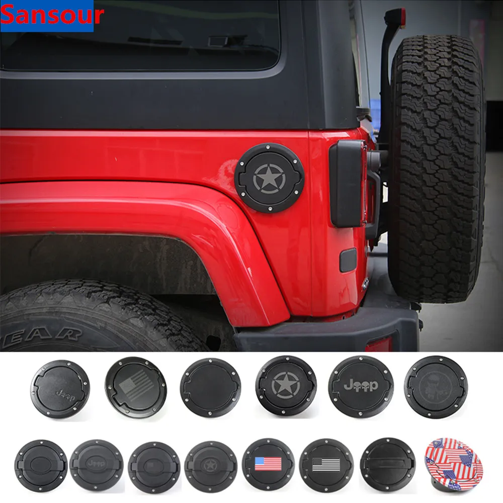 Sansour Tank Covers for Jeep Wrangler JK 2007-2017 Car oil Cap Fuel Tank Cap Cover for Jeep Wrangler Accessories Car Styling