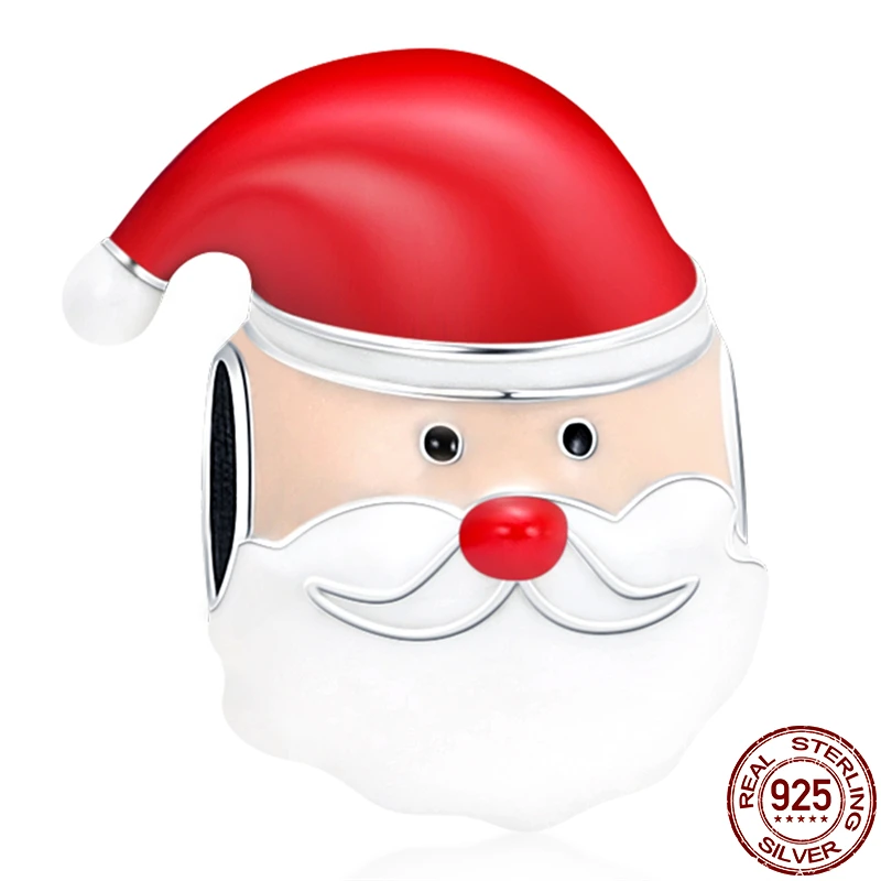 

100% Real 925 Sterling Silver Santa Claus Beads Fit Original pandora Bracelet&Bangle Making Fashion DIY Jewelry