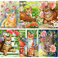 new 5d diy diamond painting full square round drill cute cat diamond embroidery flowers cross stitch home decor manual art gift