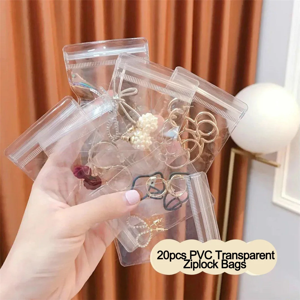 

20 шт./компл. ПВХ прозрачные сумки Ziplock для ювелирных изделий замок на молнии карман для хранения утолщенная упаковка декоративные сумки мале...