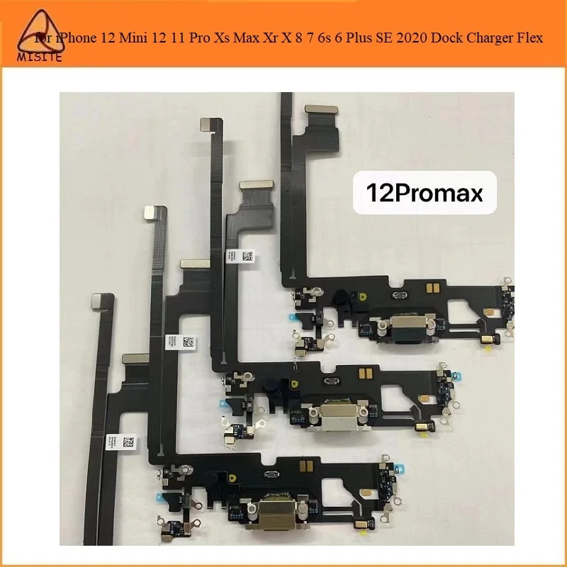 

10Pcs For iPhone 12/12 Pro/12 Pro Max USB Port Dock Connector Charging Flex Cable Charger Power Plug Audio Jack Microphone