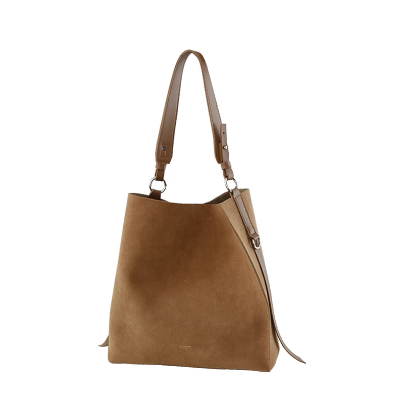 Матовая кожаная женская сумка-мешок через плечо вместительные дизайнерские