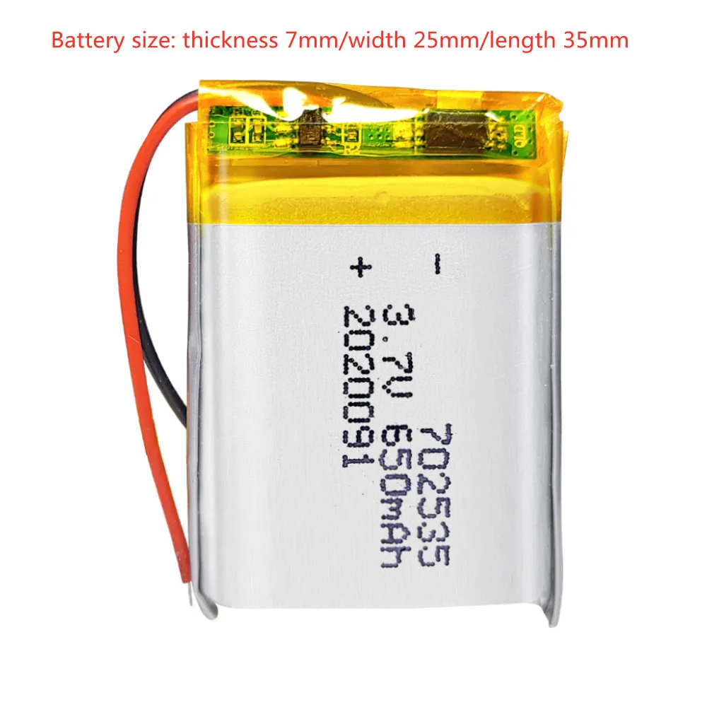 3 7 в небольшой перезаряжаемый литий полимерный аккумулятор 702535 650 мАч для Носимых