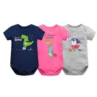Комбинезон для новорожденных, хлопковая одежда с короткими рукавами и принтом, 1 предмет, 0-24 месяца