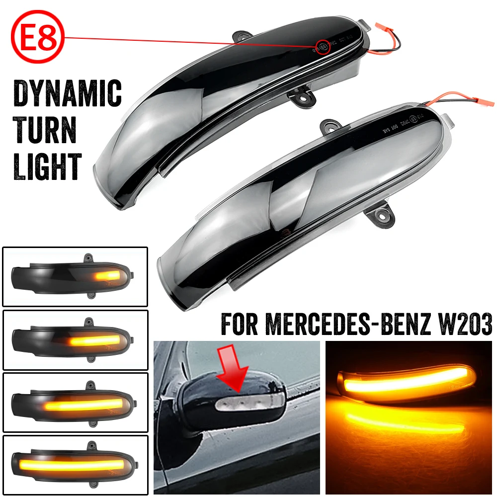 

2pcs Flashing Water Dynamic Blinker LED Turn Signal Side Mirror Light For Mercedes Benz C Class W203 W211 S203 CL203 2001-2007