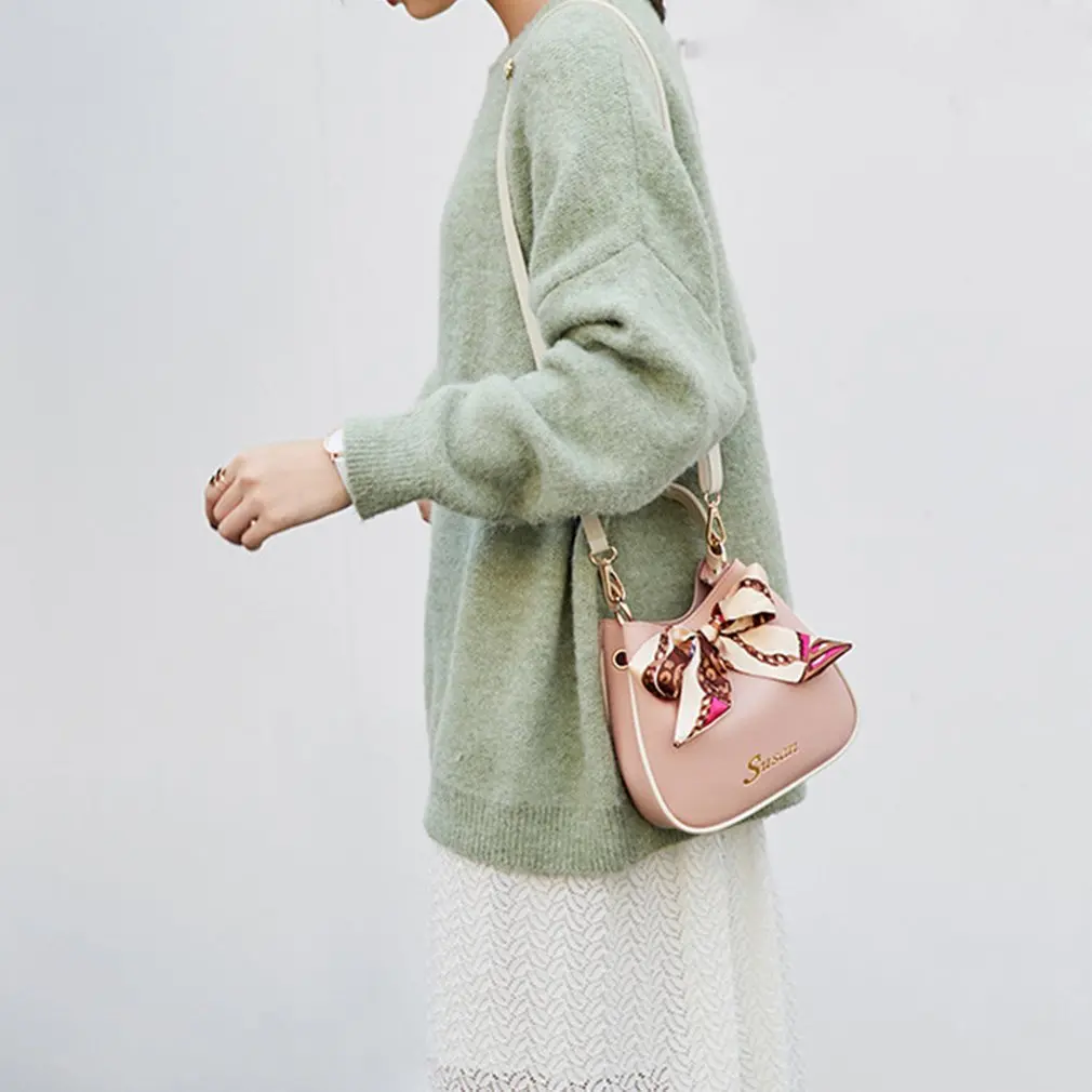 

Fashion Women Floral Bow Bags Retro Bucket Bag Shoulder Tote PU Leather Clutch Handbag Tasse Simple Crossbody Bag Tote Wholesale