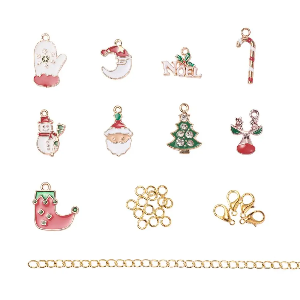 

1 Набор подвесок на тему Рождества, шармы с ювелирными изделиями для изготовления своими руками, ожерелья, браслета, браслета, разные цвета