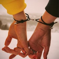 2pcsset couple bracelet magnet attract couple paired bracelet for women men best friend rope wristand bracelets jewelry gift