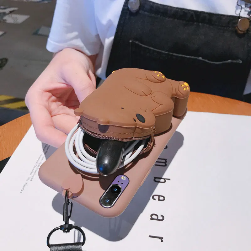 Одежда с изображением мишки чехол для телефона для samsung Galaxy A50 A10 A30 A70 A7 A9S S8 S9 S10 Note 9 J4 J6 Мягкий силиконовый чехол-портмоне с отделением для монет Чехол