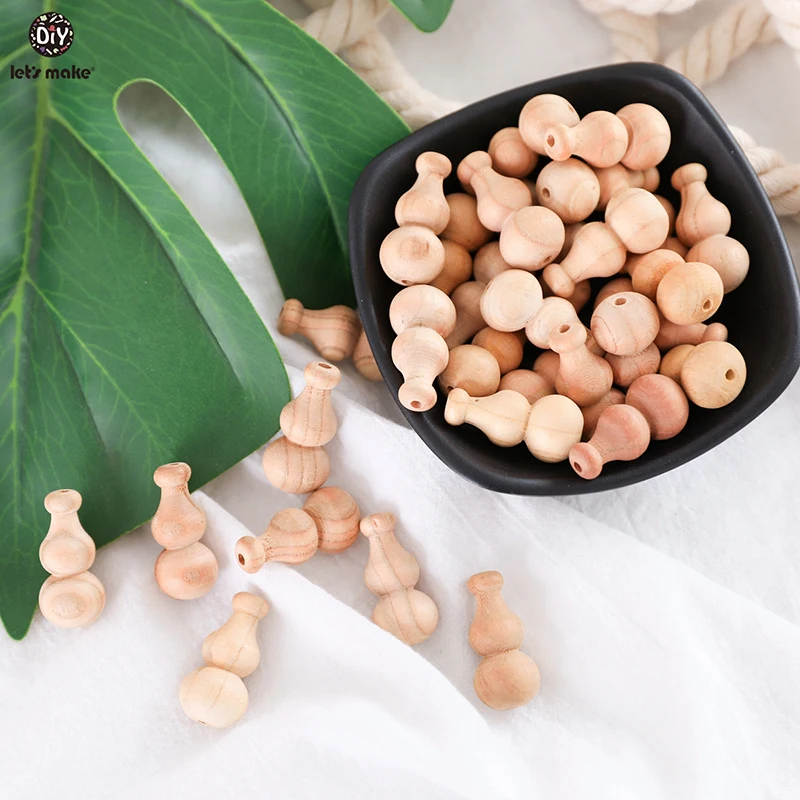 Let's Make-mordedor de madera 20 piezas para beb&eacute;, cuentas de calabaza de 30mm, juguetes para morder, cuentas de calabaza para dentici&oacute;n, cuidado Dental-4