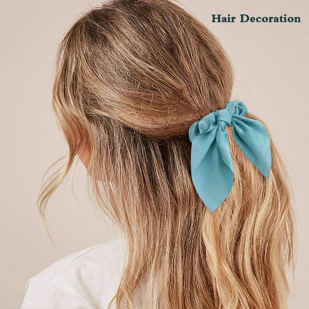 Резинки для волос с бантом женские мягкие шелковые дизайнерские Завязки