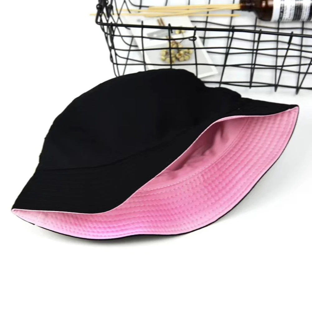 

Fashion Women Solid Color Flat Cotton Reversible Fisherman Sun Hat Bucket Cap Folding Design Anti-Sunlight Reversible Bucket Hat