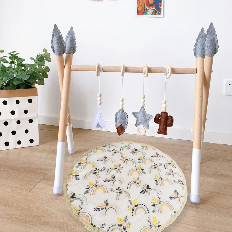 

Baby Play Mat Crawling Carpet Rainbow Printing Kids Room Floor Rug Round Game Pad Playmat Newborn Photography Props