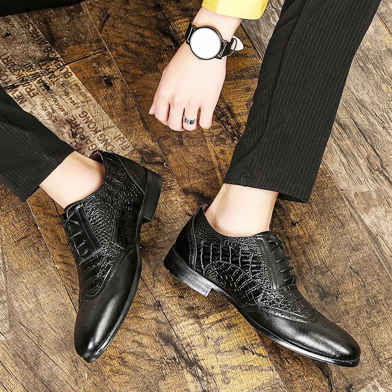 

Luxury Designer Shoes Men Dress Shoes Business Office Lace-Up business dress Shoes Men's Flat wedding Party Shoes big size 48