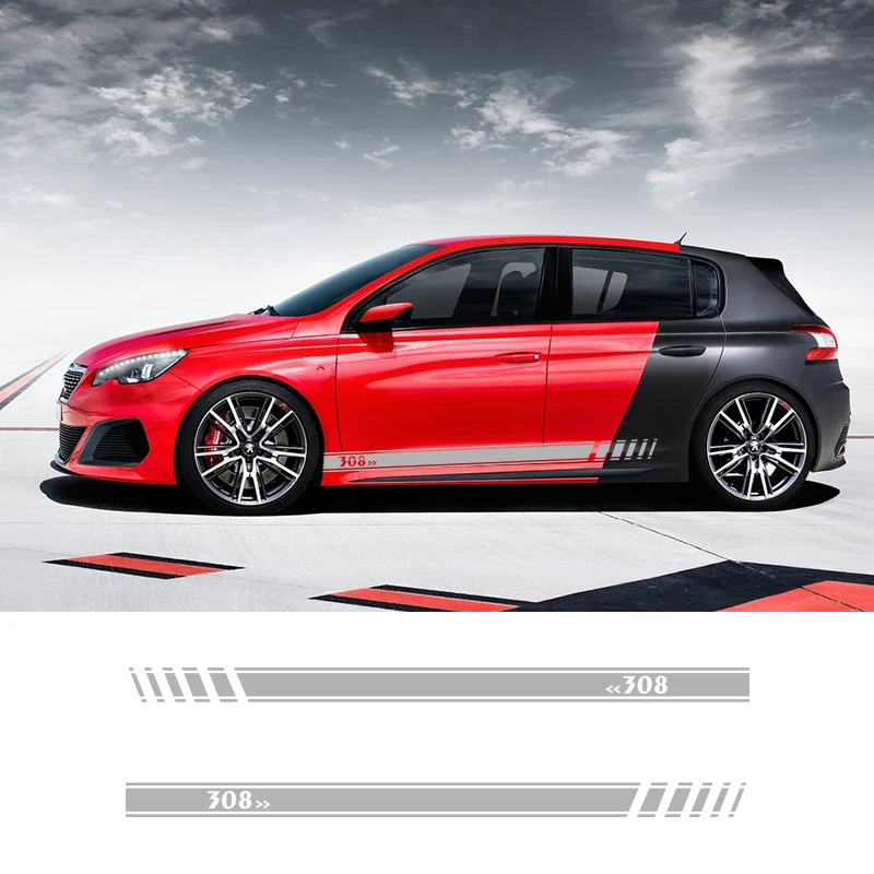 2 шт. автомобильные виниловые боковые полосы наклейки Авто графика для peugeot 308 |