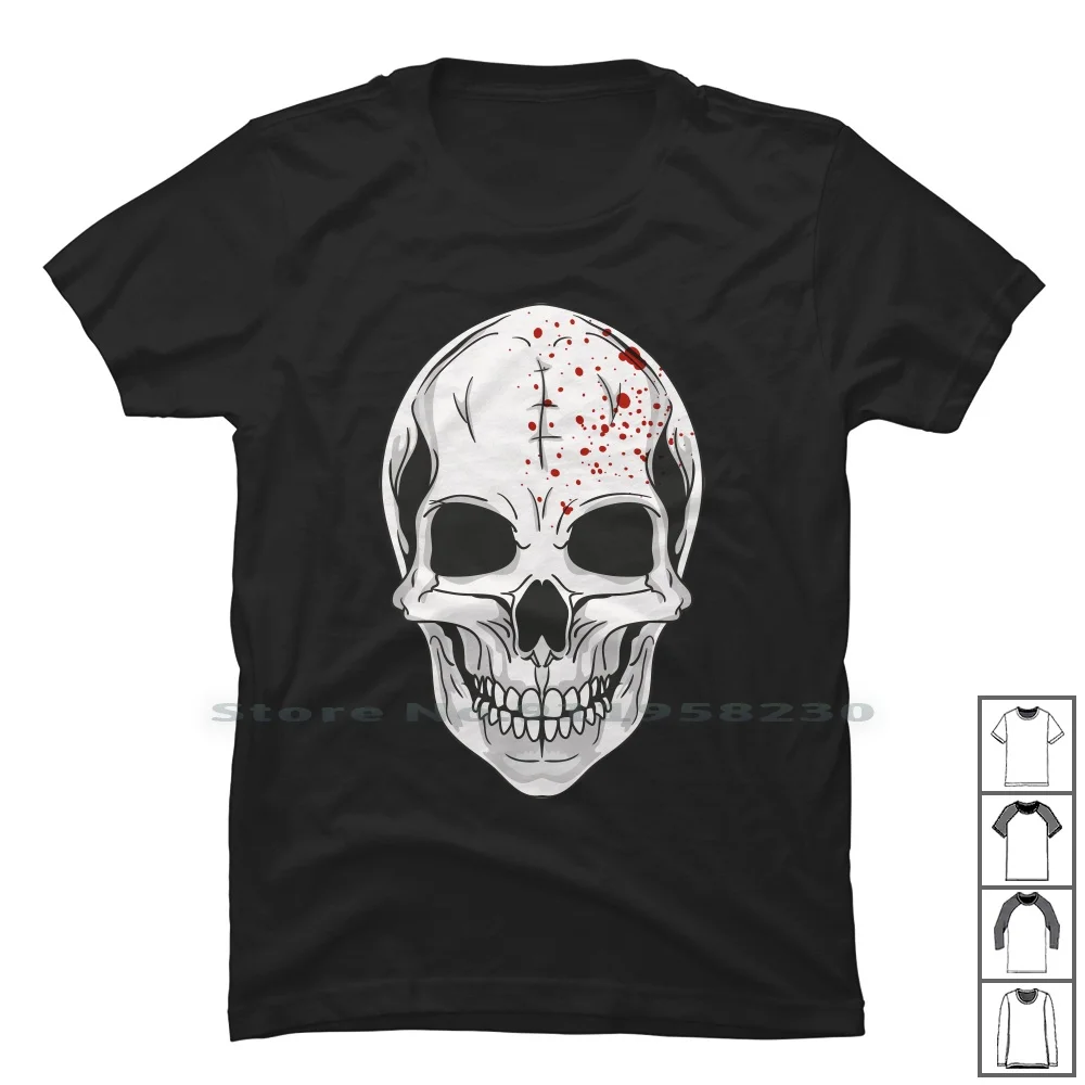 

Skull T Shirt 100% Cotton Death's Head Halloween Skull Scary Black Lack Head