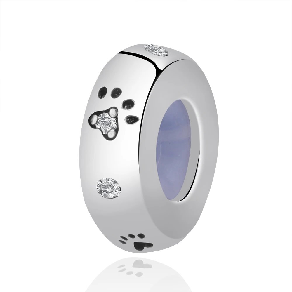 1 925 стерлингового серебра Fit Pandora Браслеты собака животное следа разделитель со стразами бусины для Подвески для изготовления украшений DIY - Цвет: 1