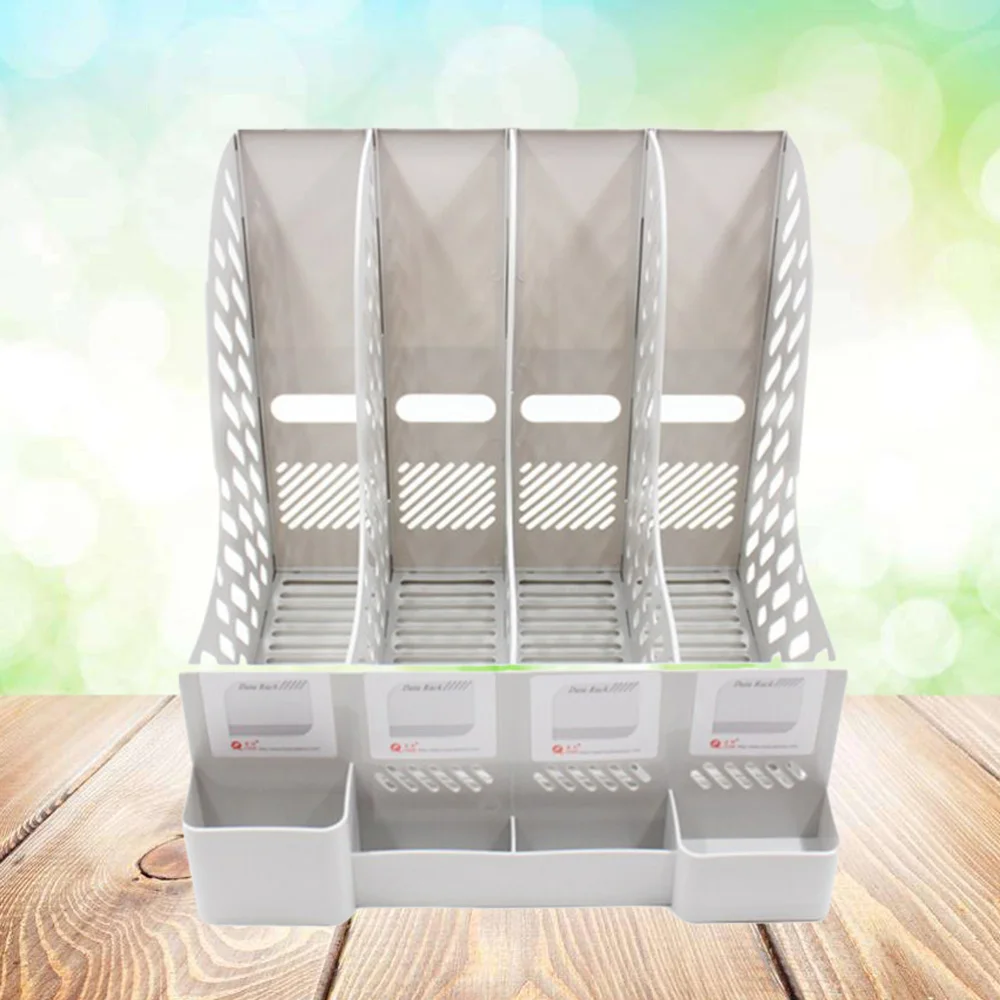 

Creative File Document Holder Rack Desktop 4 Compartments File Holder Organizer for Home Office