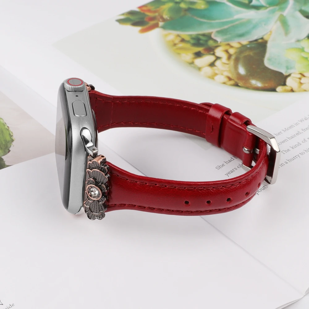 Кожаный ремешок для Apple Watch 38 мм 42 мм iWatch женский тонкий металлический с уникальным декоративным ремешком браслет для iwatch серии 4 3 2 1