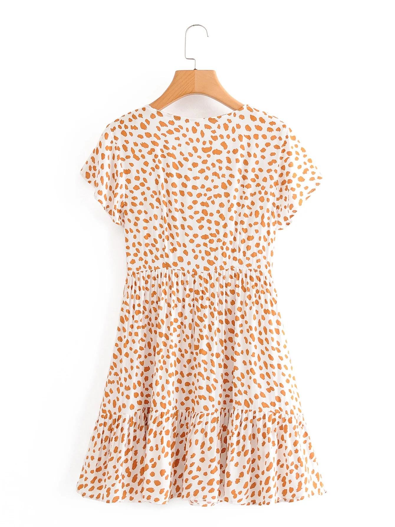 

Europe and the United States in the summer of 2020 new two-color rayon watermark leopard V-neck short-sleeved dress