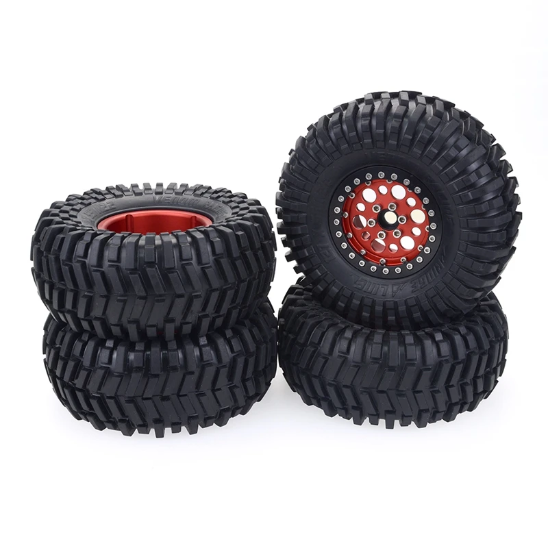 

4PCS 2.2 Inch Beadlock Wheel Rims & Mud Grappler Rubber Tires for 1:10 RC Rock Crawler Traxxas TRX4 Axial SCX10 90046