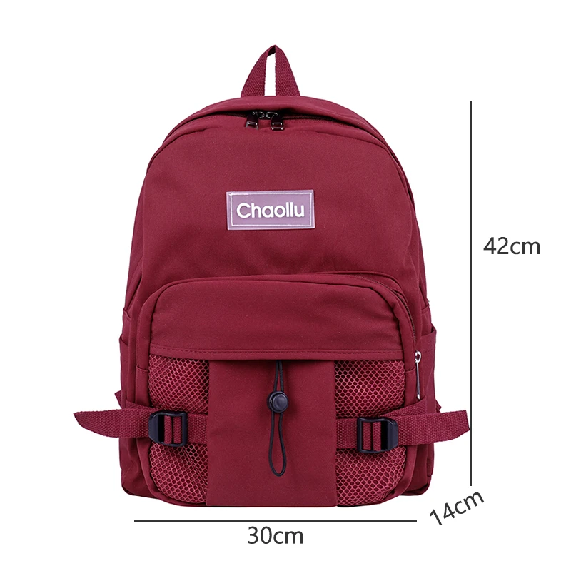 

Teen School Bag for Girls Backpack Women Middle Schoolbag Nylon Solid Casual College Style High Student Bookbags Black New