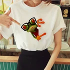 2021 Новая индивидуальная футболка с принтом лягушки, женская модная футболка с короткими рукавами Harajuku, футболка больших размеров, одежда, топы, женская футболка