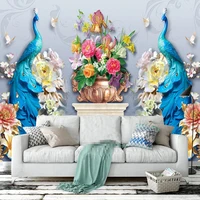 custom 3d photo wallpaper modern 3d relief flowers peacock living room sofa tv background wall home decoration mural painting