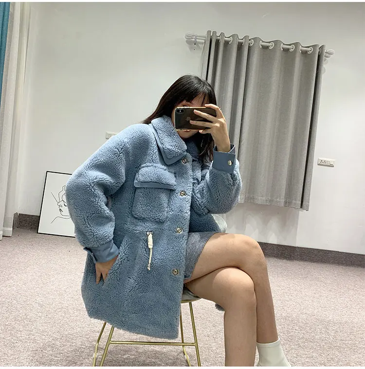 Новинка 2019 зимнее пальто средней и длинной длины для стрижки овец меховое