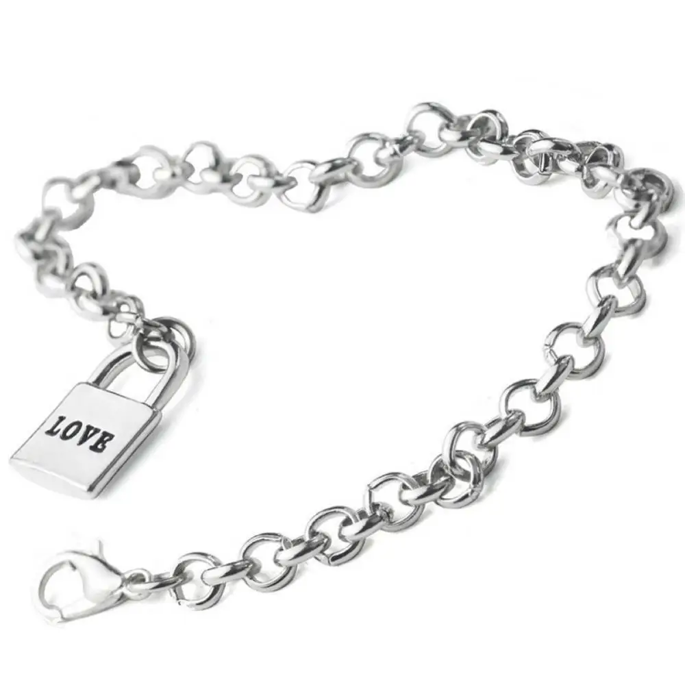 

Women Love Letter Decor Lock/Heart Shape Pendant Bracelet Bangle Jewelry Gift