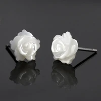 cute girls tiny natural shell rose flower earring for women korean style studs earings with shell jewelry wedding party gift