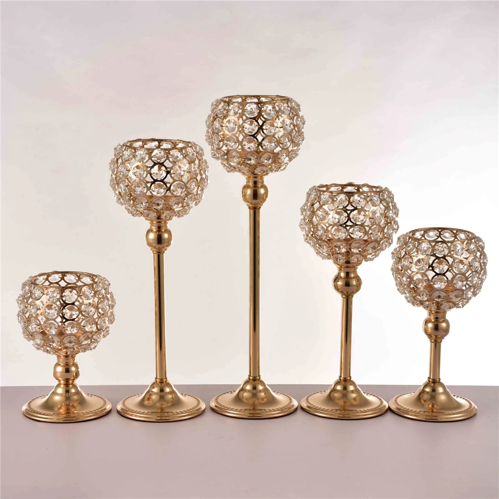

Single Candle Holder K9 Crystals Candle Stand Wedding Centerpiece Center Table Candlestick For Party Hotel Home Dinner Decor