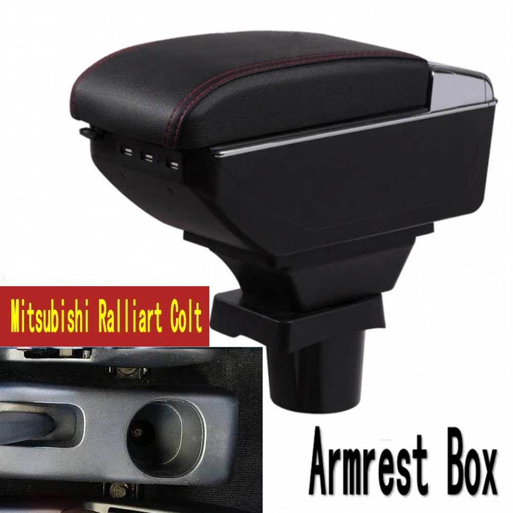 

For Mitsubishi Ralliart Colt armrest box central Store content box with cup holder ashtray USB C3 Ralliart Colt armrests box